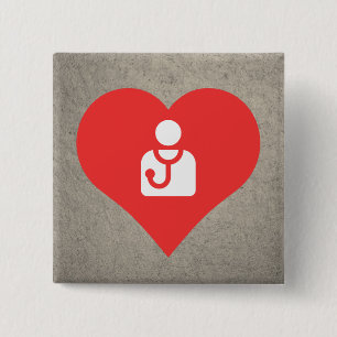 I Heart Doctors Icon 15 Cm Square Badge