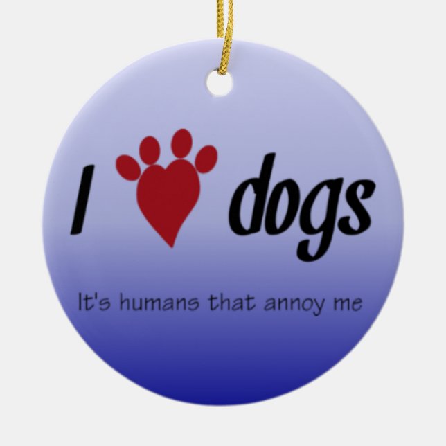 I Heart Dogs Ceramic Tree Decoration (Front)