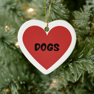 I Heart Dogs Ceramic Tree Decoration