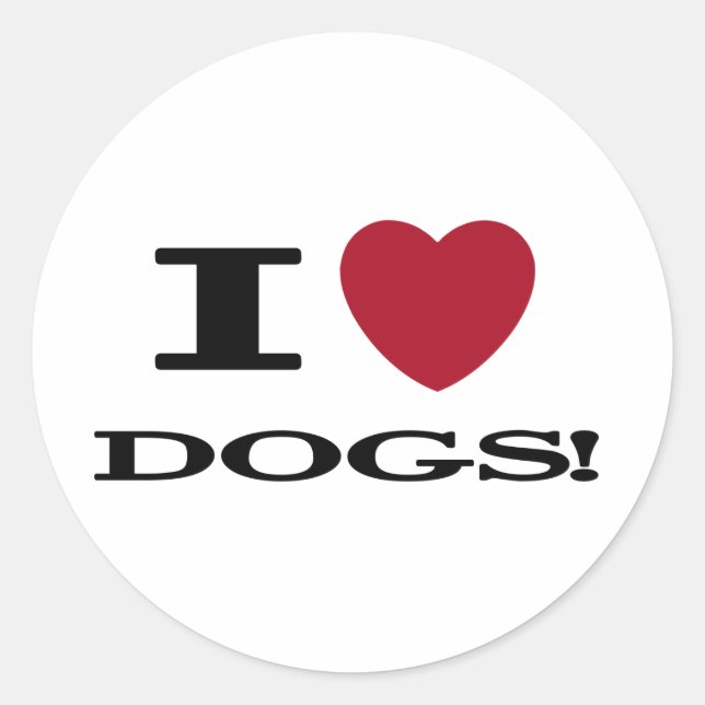 I Heart Dogs Tshirts and Gifts Classic Round Sticker (Front)