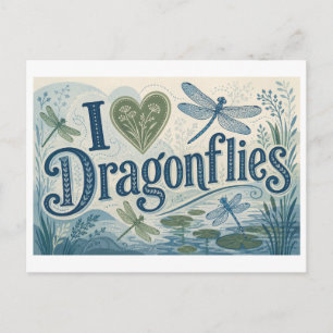 "I [Heart] Dragonflies" Postcard
