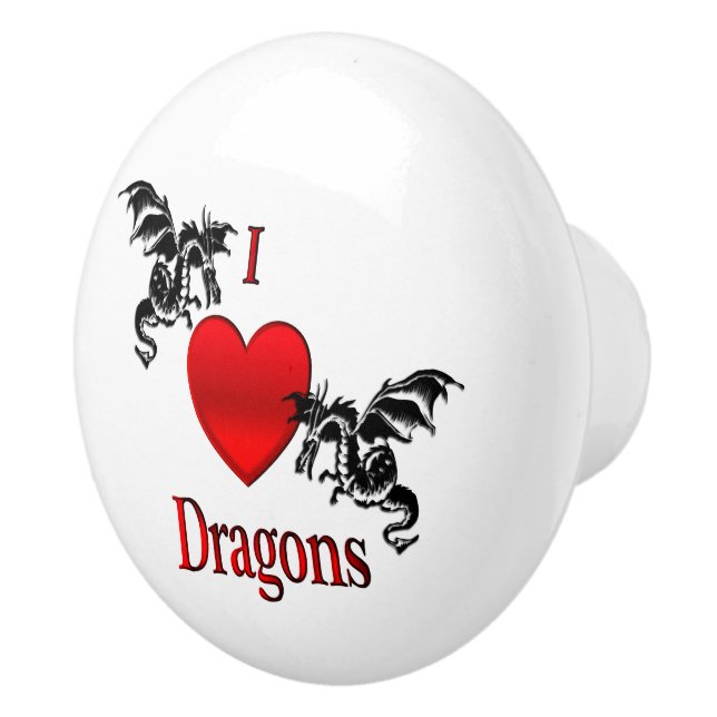 I Heart Dragons Ceramic Knob (Right)