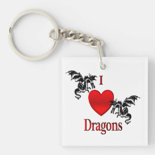 I Heart Dragons Key Ring