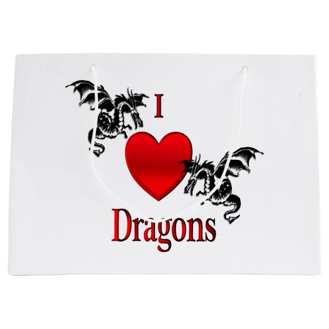 I Heart Dragons Large Gift Bag (Front)