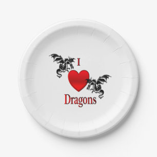 I Heart Dragons Paper Plate