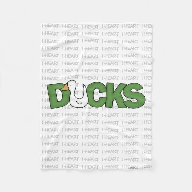 I Heart Ducks Fleece Blanket (Front)