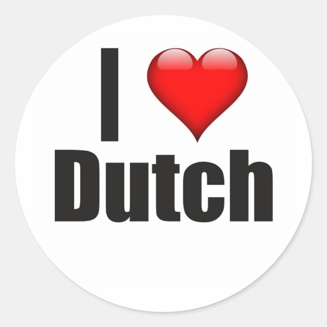 I Heart Dutch Classic Round Sticker (Front)