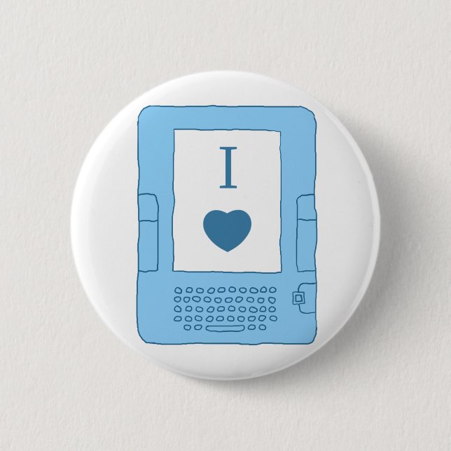 i heart ebooks (blue) 6 cm round badge (Front)