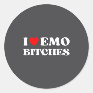 I Heart Emo Es Funny Quote Red Heart Emo Girl Styl Classic Round Sticker