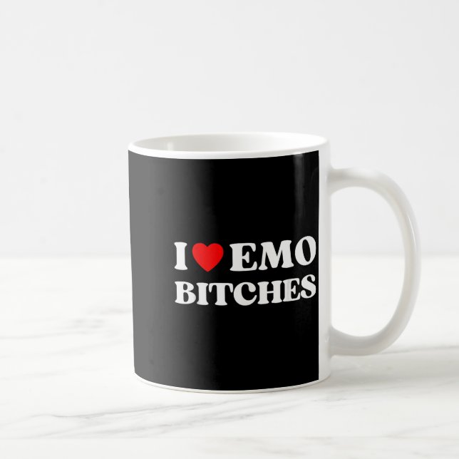 I Heart Emo Es Funny Quote Red Heart Emo Girl Styl Coffee Mug (Right)