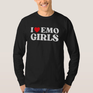 I Heart Emo Girls  Quote Red Heart Emo Girl Style  T-Shirt