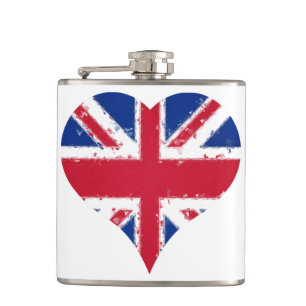 I Heart England British Flag Union Jack Hip Flask