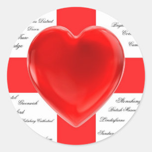 I Heart England Flag of St George Patriotic Classic Round Sticker