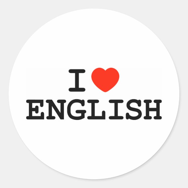 I Heart English Classic Round Sticker (Front)