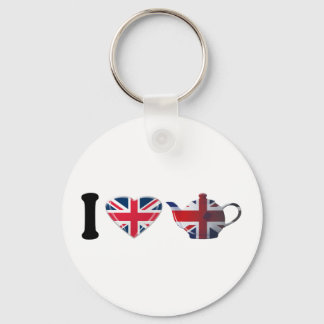 I Heart English Tea, Fun Patriotic Art Key Ring