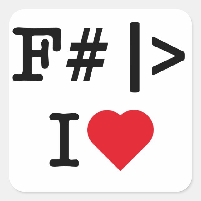 I Heart F# square sticker (Front)