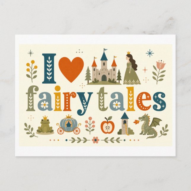 "I [Heart] Fairy Tales" Postcard (Front)