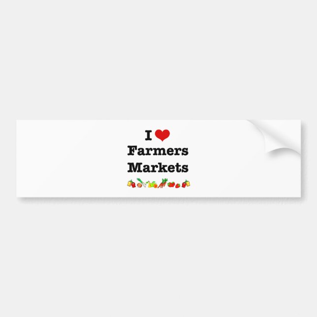 I Heart Farmers Markets Bumper Sticker (Front)