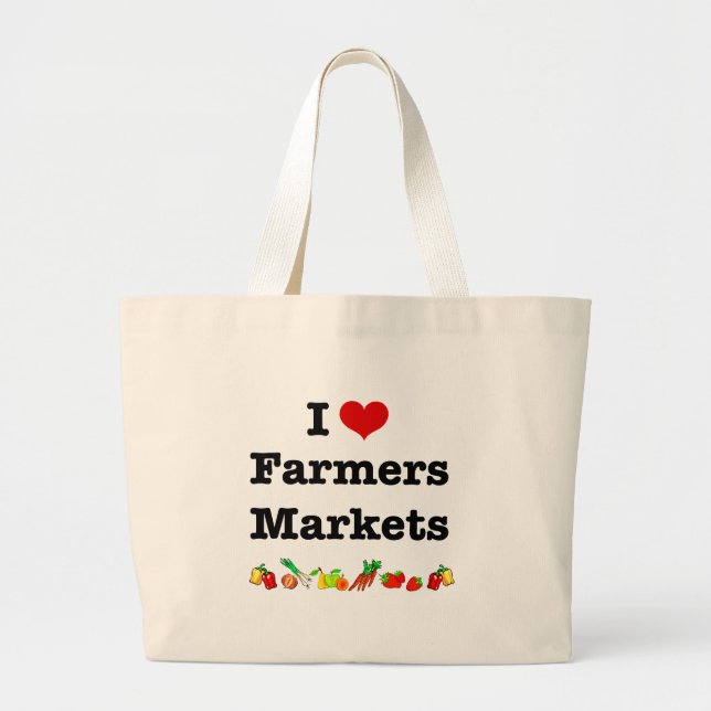 I Heart Farmers Markets Large Tote Bag (Front)