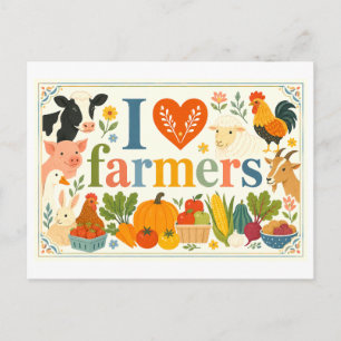 "I [Heart] Farmers" Postcard