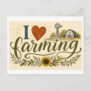 "I [Heart] Farming" Postcard