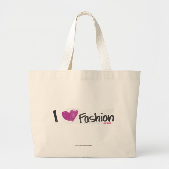 I Heart Fashion Aqua Large Tote Bag (Front)