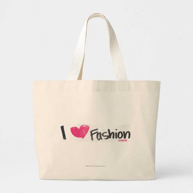 I Heart Fashion Magenta Large Tote Bag (Front)