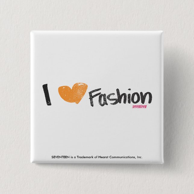 I Heart Fashion Orange 15 Cm Square Badge (Front)