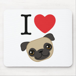 I Heart Fawn Pugs Mouse Mat