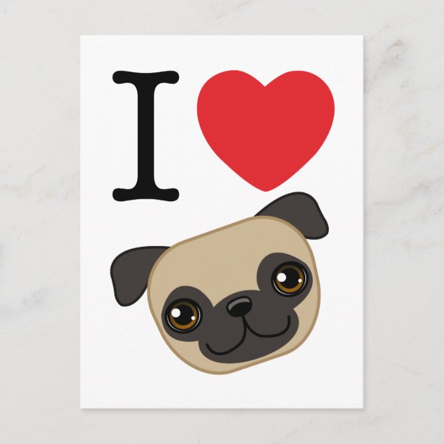 I Heart Fawn Pugs Postcard (Front)