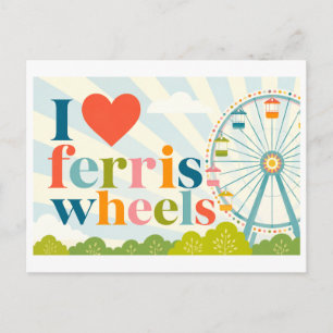 "I [Heart] Ferris Wheels" Postcard