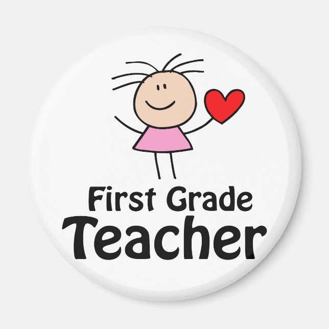 I Heart First Grade Teacher Magnet (Front)