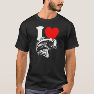 I Heart Fish  Cute I Love Fishing Bass Fishing T-Shirt