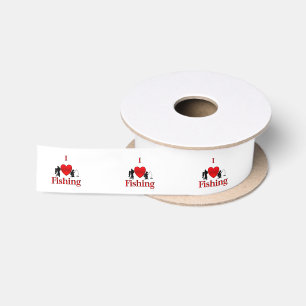 I Heart Fishing Satin Ribbon
