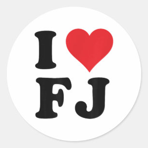 I Heart Fj Initials I Love F.j. First And Last Nam Classic Round Sticker