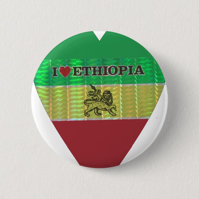 I Heart Flag - Love Ethiopia | Red Golden Green   6 Cm Round Badge (Front)