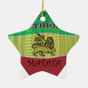 I Heart Flag - Love Ethiopia   Red Golden Green Ho Ceramic Tree Decoration