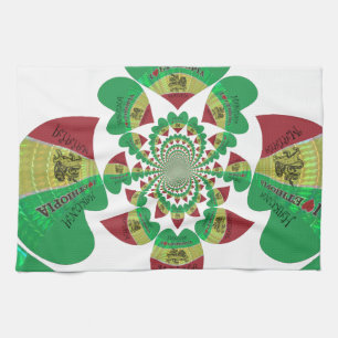 I Heart Flag - Love Ethiopia Red Golden Green Ki Tea Towel