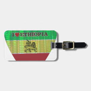 I Heart Flag - Love Ethiopia Red Golden Green Luggage Tag