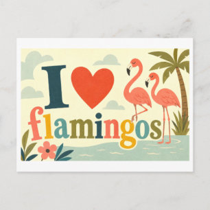 "I [Heart] Flamingos" Postcard