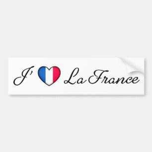"I heart France" French Pride "J'adore La France" Bumper Sticker