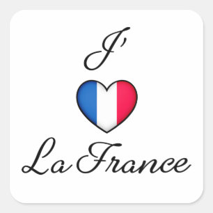 "I heart France" French Pride "J'adore La France" Square Sticker