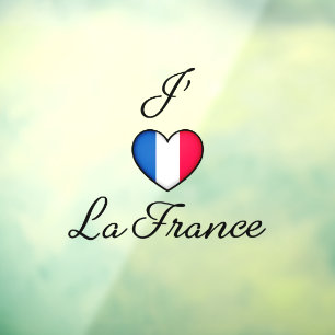 "I heart France" French Pride "J'adore La France" Window Cling