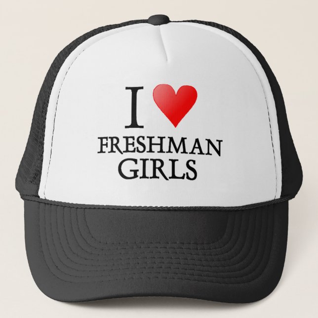 I heart freshman girls trucker hat (Front)