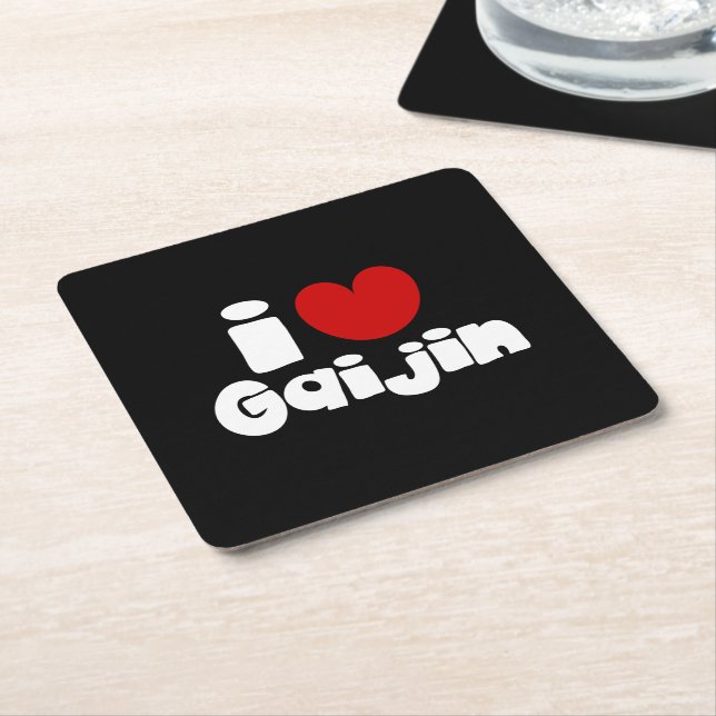 i heart Gaijin Square Paper Coaster (Angled)