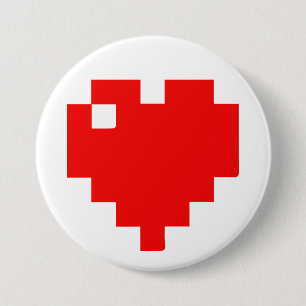 I Heart Gaming I Love Gaming Simple Pixel Art 7.5 Cm Round Badge