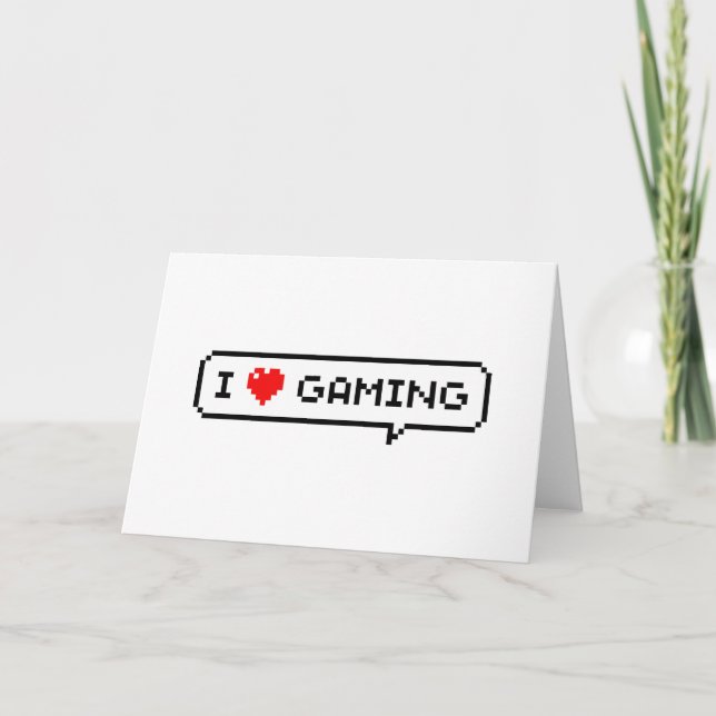 I Heart Gaming I Love Gaming Simple Pixel Art Card (Front)