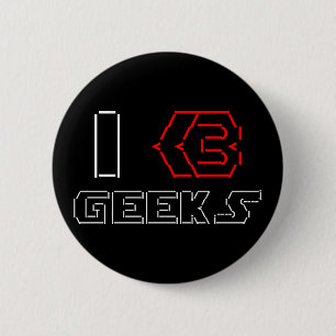 I Heart Geeks ASCII ART 6 Cm Round Badge