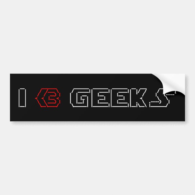 I Heart Geeks ASCII ART Bumper Sticker (Front)