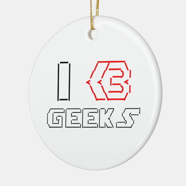 I Heart Geeks ASCII ART Ceramic Tree Decoration (Left)